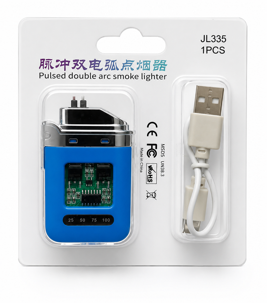 JL335 USB Rechargeable Double Arc Plasma Lighter – Windproof Electric Pulse Lighter