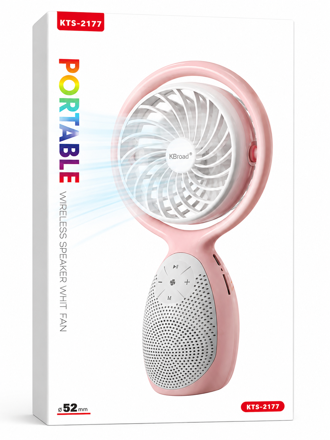 KTS-2177 Portable Wireless Speaker with Cooling Fan – Rechargeable Bluetooth Hand Fan